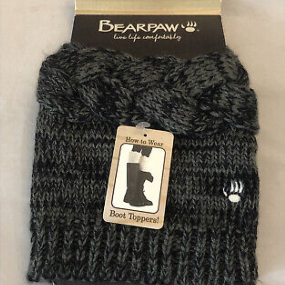 NWT Bearpaw Boot topper grey and black knitted